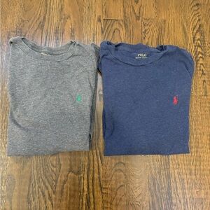 Polo Ralph Lauren Lot of 2 Boys Gray and Blue Long Sleeve Shirt Size 10-12